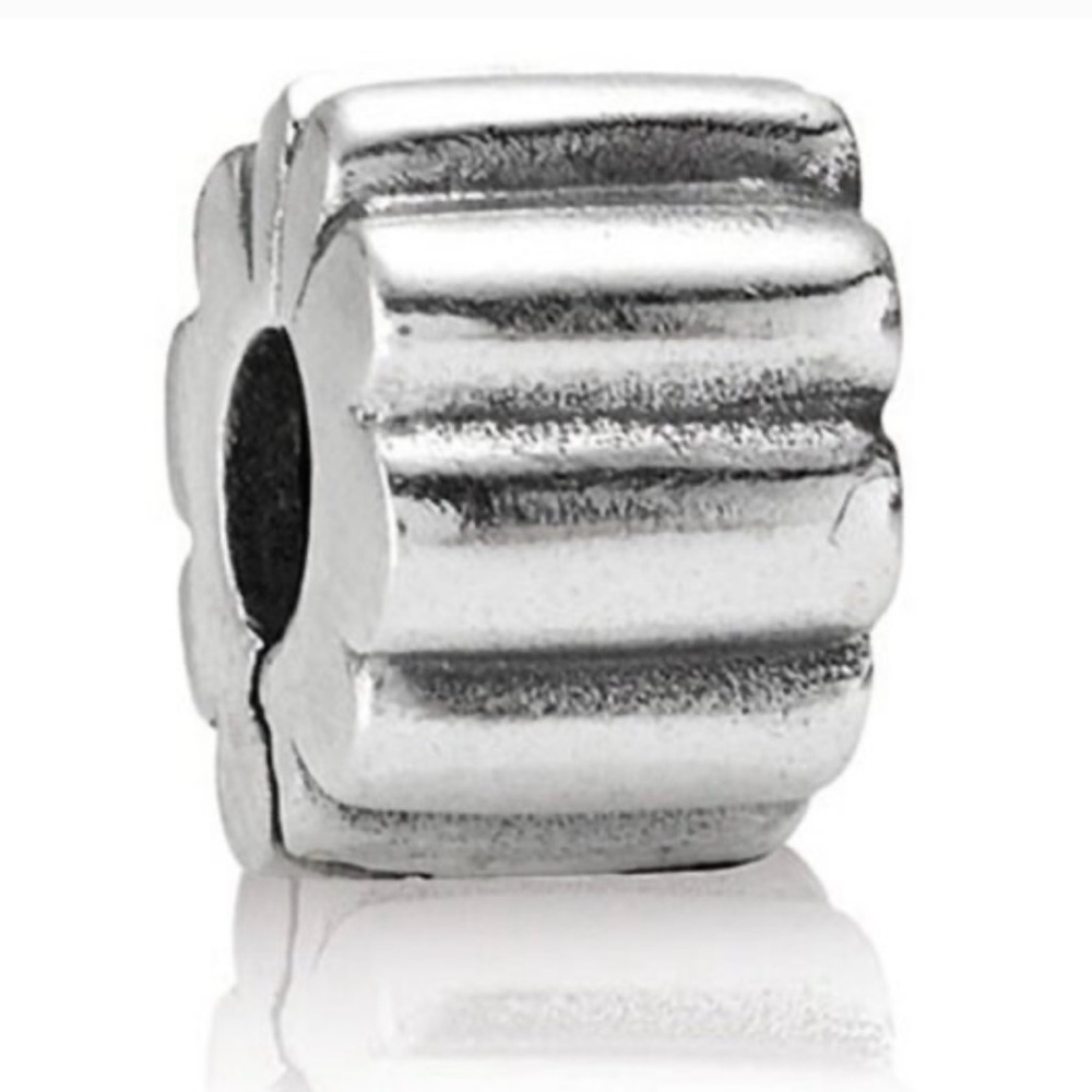 Authentic Pandora Retired ‘Ribbed’ Clip Sterling Silver S925 ALE Charm